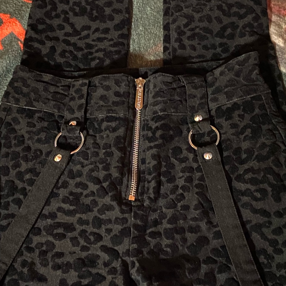 NWOT Killstar Hellcat Black Leopard Print High Waisted Pants w/Buckles & Straps - Picture 13 of 14